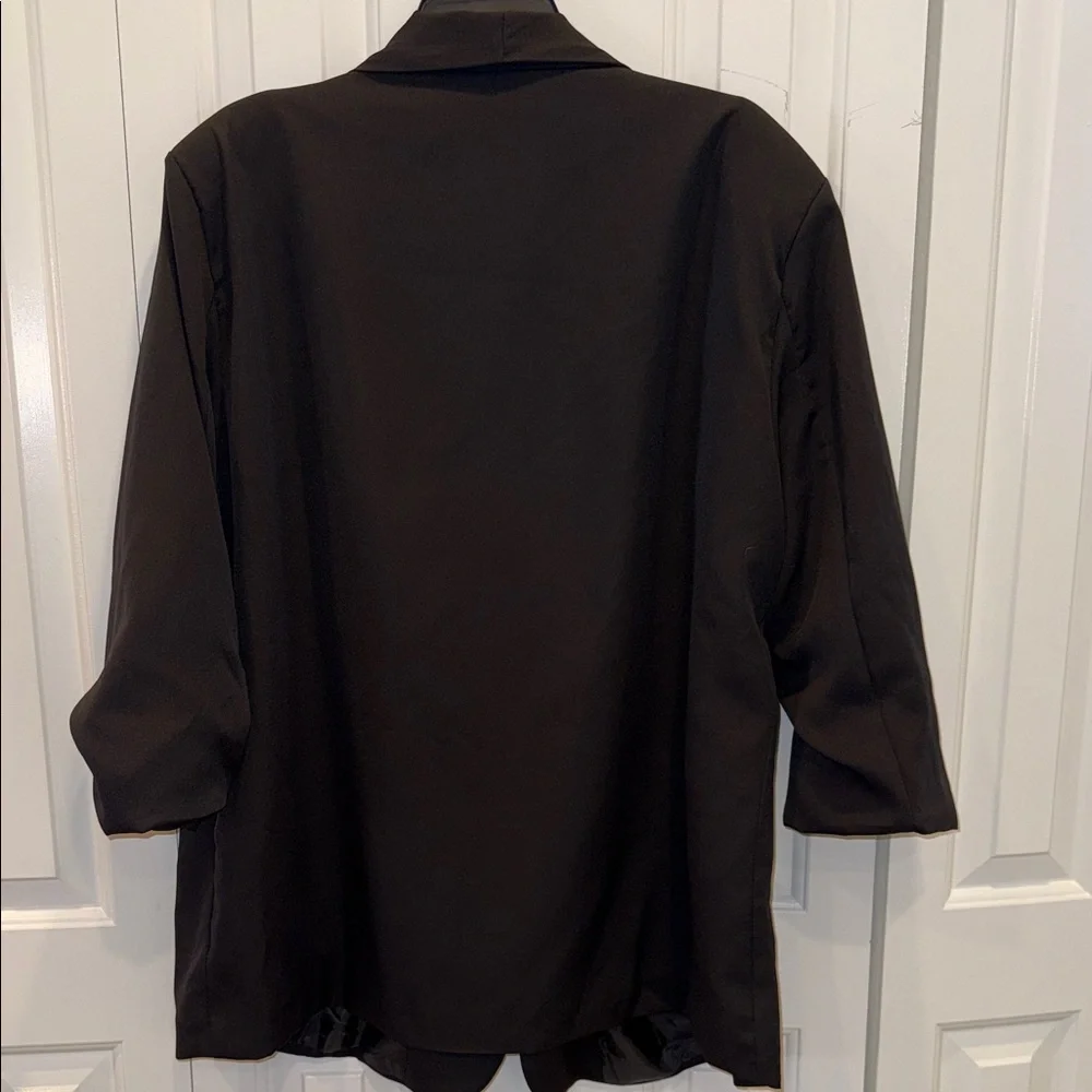 Boohoo Black Open-Front Shawl Collar Blazer